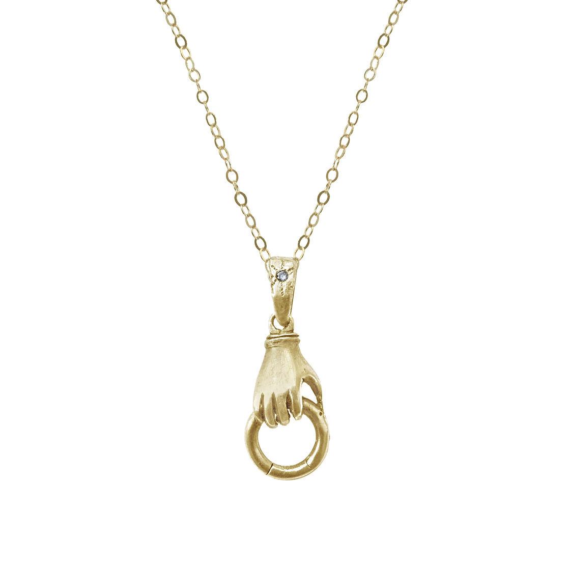 Hand Charm Holder Necklace 14K – Burro