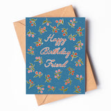 Blue Dahlia Birthday Card