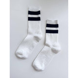 Varsity Her Socks | White + Black