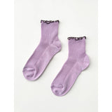Petite Ruffled Modal Socks | Lilac + Brown