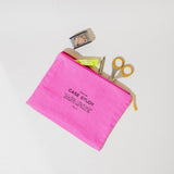 Cotton Zipper Go Pouch | Candy Pink + Yellow
