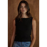 Claudia Boat Neck Tank | Black