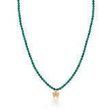Knotted Beaded Charm Necklace | Green