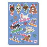 Snowboarding Dogs Sticker Sheet