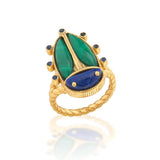 Scarab Grande Ring | Lapis + Malachite