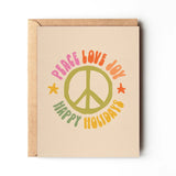 Retro Peace Love Joy Holiday Card
