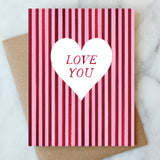 Burgundy Stripe Love Card