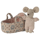 Baby Mouse In A Carry Cot | Rose