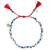 Handmade Beaded Evil Eye Bracelet | Light Blue