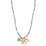 Handmade Beaded Charm Necklace | Green