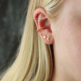 Crescent Moon Stud Earrings | 18K GV