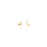 Star and Moon Stud Earrings | 18K GV