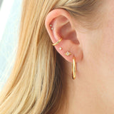 Lotus Studs with Crystal Earrings | 18K GV