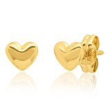 14k Gold Heart Studs