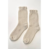 Linen Scallop Socks | Naturel