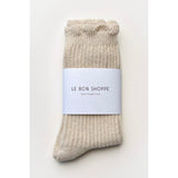 Linen Scallop Socks | Naturel