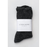 Linen Scallop Socks | Charcoal