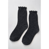 Linen Scallop Socks | Charcoal