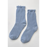 Linen Scallop Socks | Pale Blue