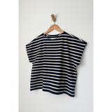 Manon Tee | White Stripe on Navy