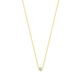 Solitaire Bezel Necklace | 14k Gold
