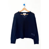 Matthew V-Neck Mohair Sweater | Navy