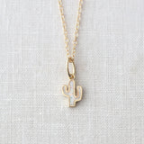 Opal Cactus Charm Necklace | 18K GV
