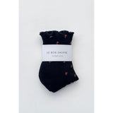 Ruffled Hugger Socks | Black Petal