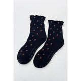 Ruffled Hugger Socks | Black Petal