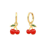Enamel Cherry Huggie