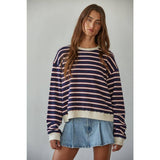 Colton Striped Crew | Navy