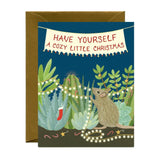 Cozy Mouse Holiday Lights Christmas Card
