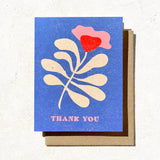 Blue Abstract Floral Thank You Card