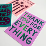 Orchid Pink + Green Foil Thank You Card