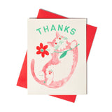 Cat + Flower Thanks Card