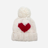 Red Heart Beanie | Acrylic Hand Knit Kids Hat