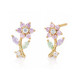 Pink Crawling Flower Studs
