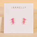 Offset Trio Studs | Pink Opal