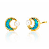 Opal Moon Studs | Dark Blue