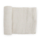 Cotton Muslin Swaddle | Tan Gingham