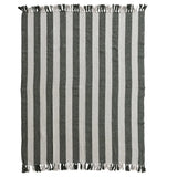 Cotton Blend Throw | Natural + Green Stripes