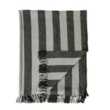 Cotton Blend Throw | Natural + Green Stripes