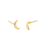 Crescent Moon Stud Earrings | 18K GV
