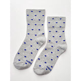 Heart Sneaker Socks | Grey + Cobalt