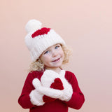 Red Heart Beanie | Acrylic Hand Knit Kids Hat