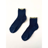 Petite Ruffled Modal Socks | Navy + Butter