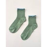 Petite Ruffled Modal Socks | Sea Glass + Powder Blue
