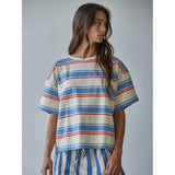 Valerie Striped Tee | Cream + Blue