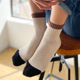 Color Block Girlfriend Socks | Black + Coffee