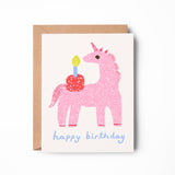 Pink Unicorn Birthday Card